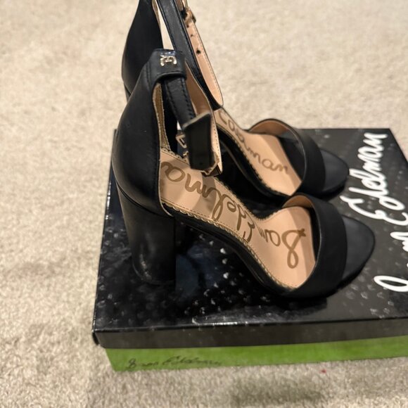 Sam Edelman Black Leather Block Heel Sandals - Picture 3 of 5